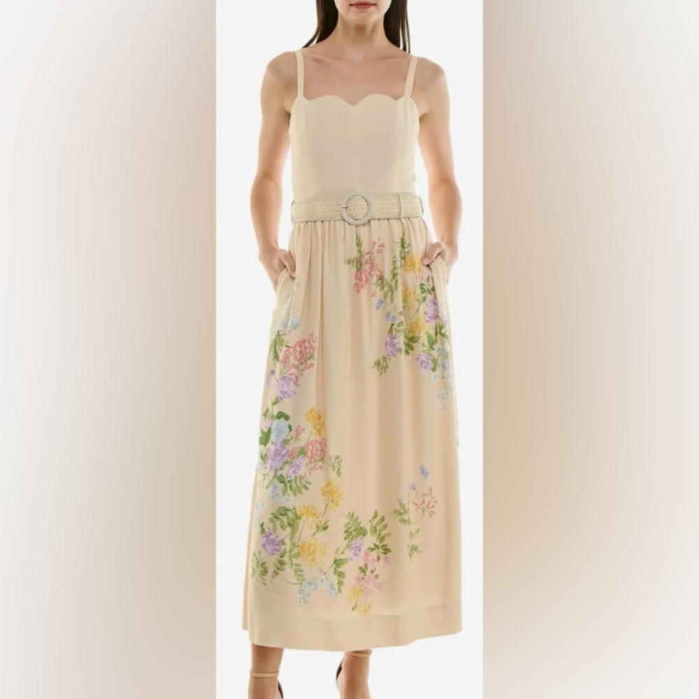 Taylor Cream Floral-Print Belted Fit & Flare Maxi
Dress: Size 8 - Picture 2 of 8